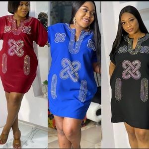 PLUS SIZE TAILOR made African bling shift dress